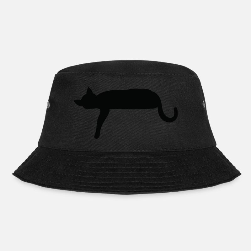 Silhouette of cat laying down - Bucket Hat - black