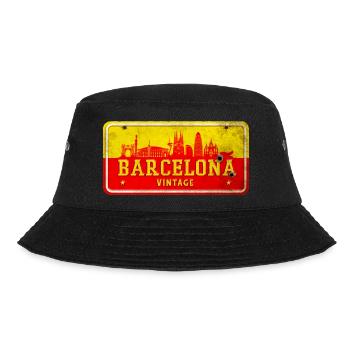 Barcelona Spanien Vintage Schild - Bucket Hat - Schwarz - Vorne - Lela (165cm)