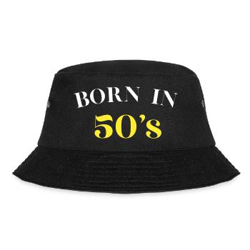 geboren in den 50er Jahren, geboren in den 50er Jahren, Jubiläum - Bucket Hat - Schwarz - Vorne - Lela (165cm)