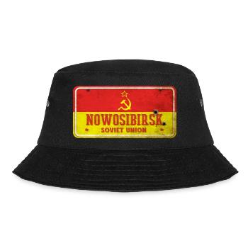 Nowosibirsk Sowjetunion Vintage Schild - Bucket Hat - Schwarz - Vorne - Lela (165cm)