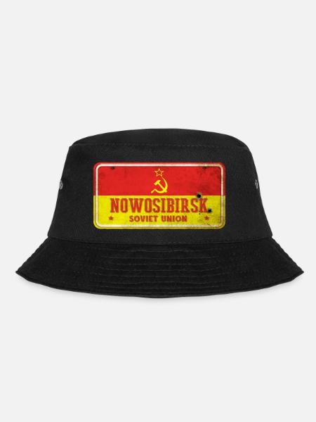 Nowosibirsk Sowjetunion Vintage Schild - Bucket Hat - Schwarz