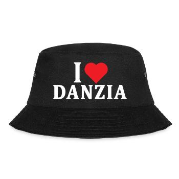 T-Shirt Ich liebe Danzia T-Shirt Geschenkidee - Bucket Hat - Schwarz - Vorne - Lela (165cm)