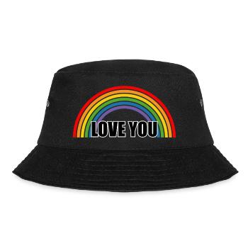 Regenbogen love you - Bucket Hat - Schwarz - Vorne - Lela (165cm)
