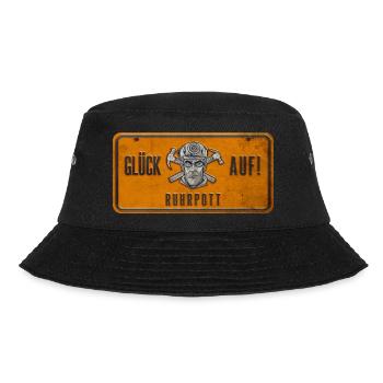 Glück auf Ruhrpott Schild - Bucket Hat - Schwarz - Vorne - Lela (165cm)