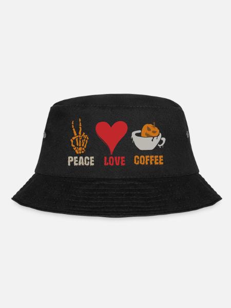 Halloween Peace Love Café Citrouille Cœur Squelette - Bob - noir