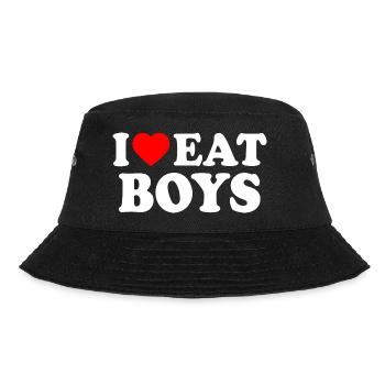 I love eat boys - Bucket Hat - Schwarz - Vorne - Lela (165cm)