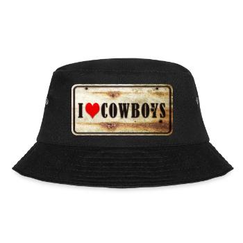 I liebe Cowboys Vintage Schild - Bucket Hat - Schwarz - Vorne - Lela (165cm)