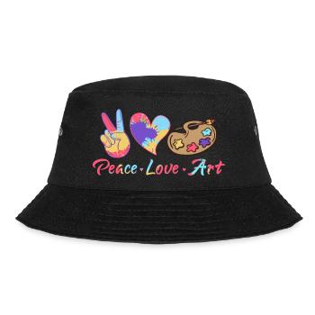 Peace Love Art Art Teacher Education - Bucket Hat - Schwarz - Vorne - Lela (165cm)