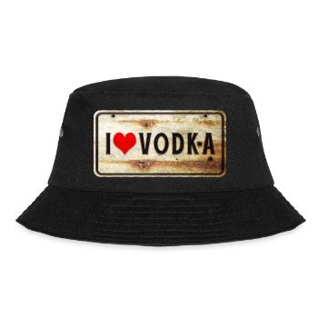 Ich liebe Wodka Vintage Schild - Bucket Hat - Schwarz - Vorne - Lela (165cm)