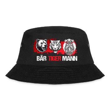 Bartliebhaber Vatertag Vater Bier Bär Tiger Mann - Bucket Hat - Schwarz - Vorne - Lela (165cm)
