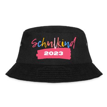 Schulkind 2023 T-Shirt Einschulung - Bucket Hat - Schwarz - Vorne - Lela (165cm)