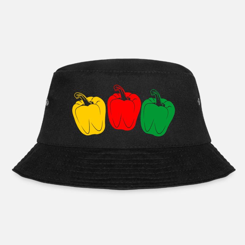 Drei Farben Paprika - Bucket Hat - Schwarz
