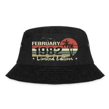 February Vintage 42nd Anniversary Born 1982 Vibe - Bucket Hat - black - Front - Lela (165cm)