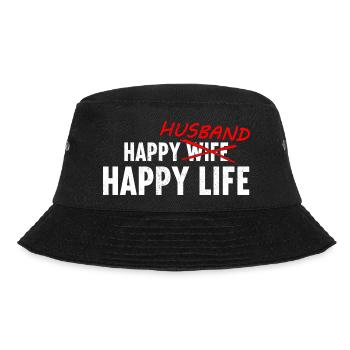 Happy Wife Husband Happy Life LGBTQ Turned Gay - Bucket Hat - Schwarz - Vorne - Lela (165cm)