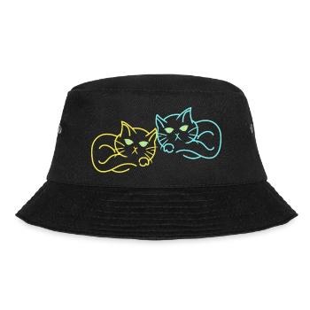Retro Katzen müde 80er 90er Vintage Katze - Bucket Hat - Schwarz - Vorne - Lela (165cm)
