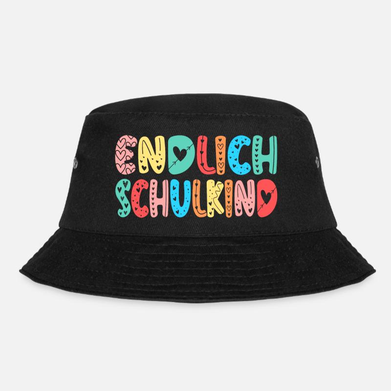 EINSCHULUNG ENDLICH SCHULKIND HERZ - Bucket Hat - Schwarz