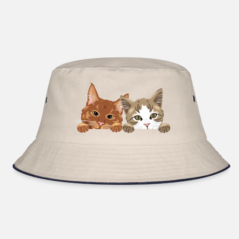Peeking cute two cats Bucket Hat