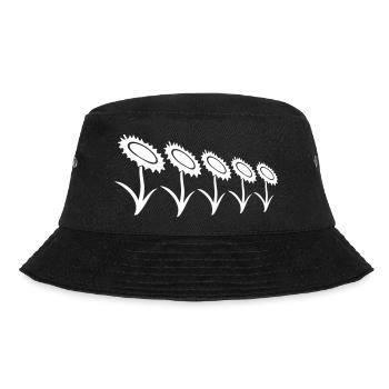 Viele Kleine Sonnenblumen Sonnen Fünf Blumen Reihe - Bucket Hat - Schwarz - Vorne - Lela (165cm)