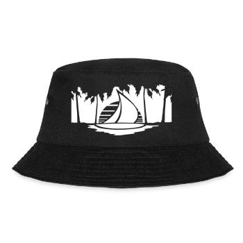 Ship Sun Stripe Sailor Captain Water Boat - Bucket Hat - black - Front - Lela (165cm)