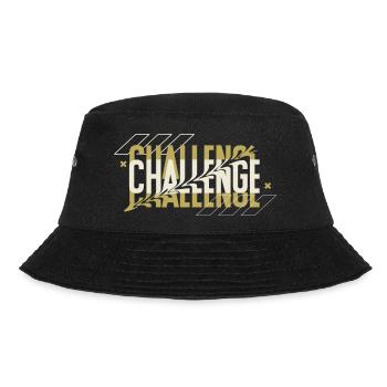 Black Typography Challenge Hoodie - Bucket Hat - Schwarz - Vorne - Lela (165cm)