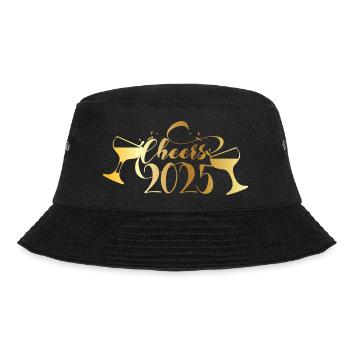 Cheers 2025 – Silvester Design mit Champagnergläse - Bucket Hat - Schwarz - Vorne - Lela (165cm)
