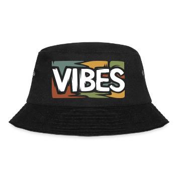VIBES Retro Streetwear Grafikshirt - Bucket Hat - Schwarz - Vorne - Lela (165cm)