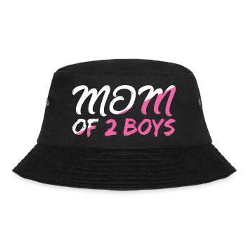 Mama von 2 Jungs mit Herz Motiv - Bucket Hat - Schwarz - Vorne - Lela (165cm)