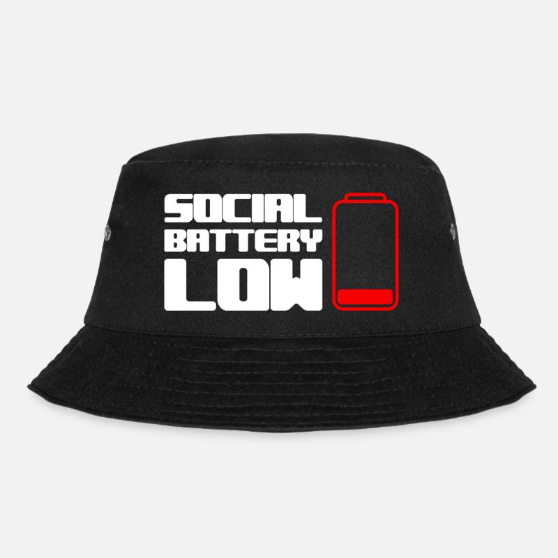 Geek Low Social Batterie - Bucket Hat - Schwarz