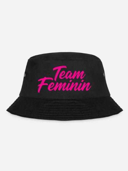 Team Feminin – Pink Girl Power Statement Design - Bucket Hat - Schwarz