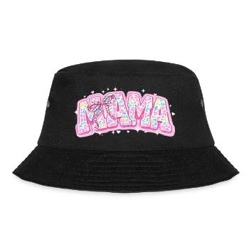 Mama Pastel Leopard – Groovy Varsity Style and Bow - Bucket Hat - black - Front - Lela (165cm)