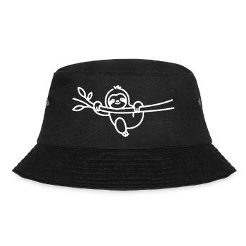 Relaxed sloth on a branch animal motif - Bucket Hat - black - Front - Lela (165cm)