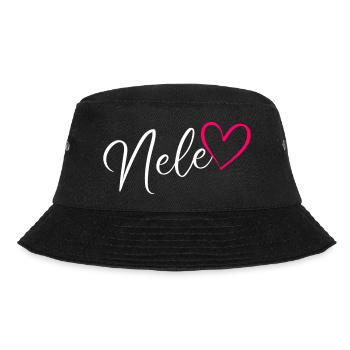 Nele Name Vorname Herz Pink - Bucket Hat - Schwarz - Vorne - Lela (165cm)