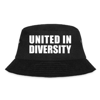 UNITED IN DIVERSITY SPRUCH GESCHENK PRIDE HUMANITY - Bucket Hat - Schwarz - Vorne - Lela (165cm)