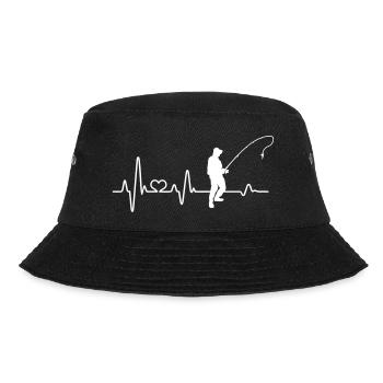 Herzschlag Angler Angelrute angeln Geschenkidee - Bucket Hat - Schwarz - Vorne - Lela (165cm)