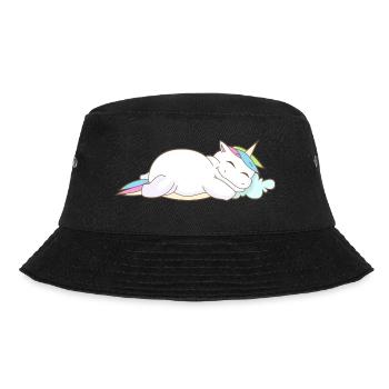 Einhorn Schlafen Müde Kopfkissen Chillen Geschenk - Bucket Hat - Schwarz - Vorne - Lela (165cm)