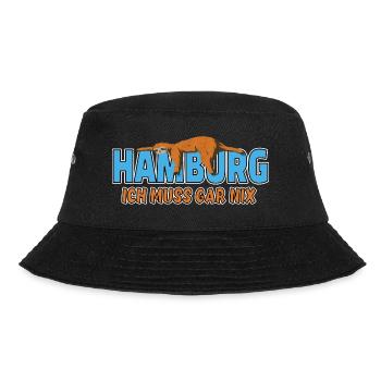 Hamburg ich muss gar nix Faultier Heimat - Bucket Hat - Schwarz - Vorne - Lela (165cm)