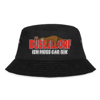 Düsseldorf ich muss gar nix Faultier Heimat - Bucket Hat - Schwarz - Vorne - Lela (165cm)