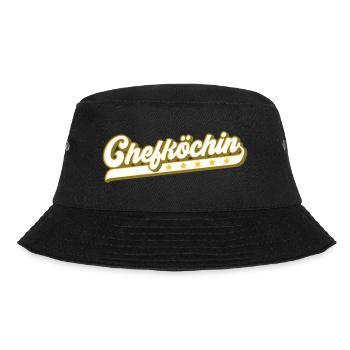 Farben änderbar | Chefköchin - Bucket Hat - Schwarz - Vorne - Lela (165cm)