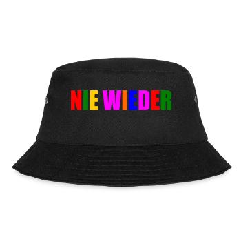 Nie wieder - Bucket Hat - Schwarz - Vorne - Lela (165cm)
