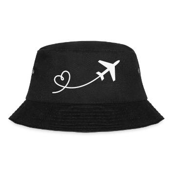 Flieger mit Herz Urlaub Reisen Fliegen Flugzeug - Bucket Hat - Schwarz - Vorne - Lela (165cm)