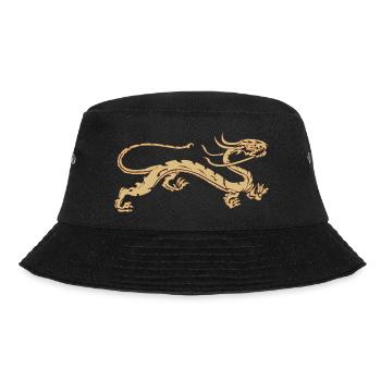 Goldener Drache T-Shirt - die Drachen Geschenkidee - Bucket Hat - Schwarz - Vorne - Lela (165cm)