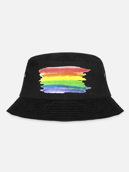 LGBT Flagge Regenbogen Fahne Pride Gay Homosexuell - Bucket Hat - Schwarz