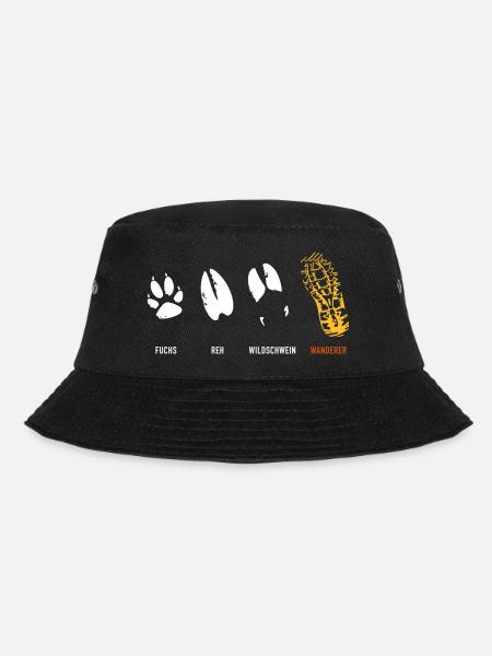 Fuchs Reh Wildschwein Wanderer Trittsiegel, Fährte - Bucket Hat - Schwarz