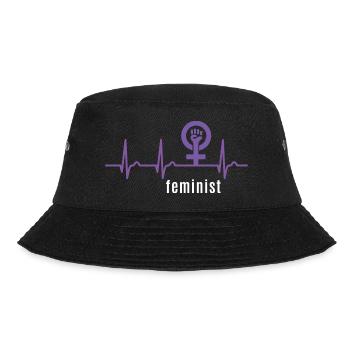 Feminist Heart Curve - Pulse Women's Power Feminism - Bucket Hat - black - Front - Lela (165cm)