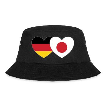 Deutschland Japan Flagge Herz - Bucket Hat - Schwarz - Vorne - Lela (165cm)