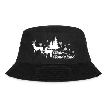 Winterwunderland_Weihnachten in Weiß - Bucket Hat - Schwarz - Vorne - Lela (165cm)