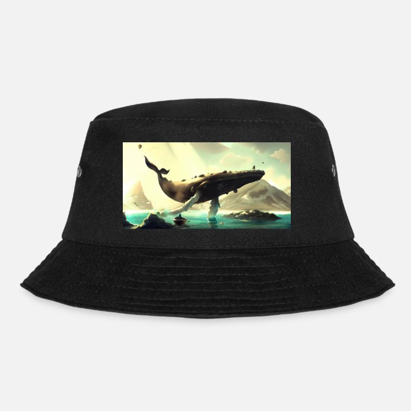 Whale floating in the sky - Bucket Hat - black
