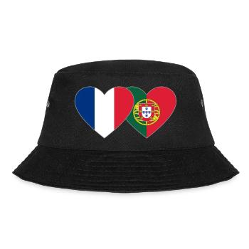 France Portugal Flag Heart - Bucket Hat - black - Front - Lela (165cm)