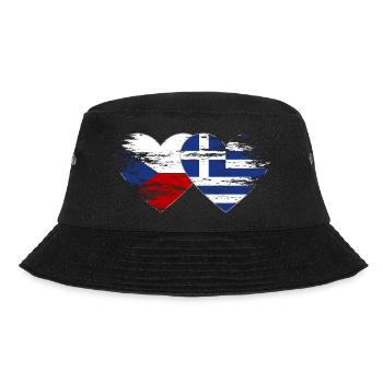Czech Republic Greece Flag used heart - Bucket Hat - black - Front - Lela (165cm)