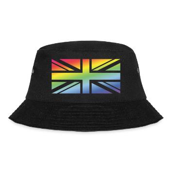 Union Jack / Regenbogenfahne (United Kingdom) - Bucket Hat - Schwarz - Vorne - Lela (165cm)